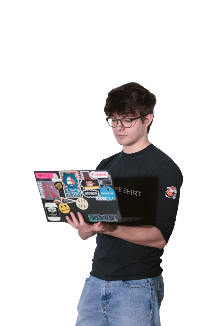 Max with laptop