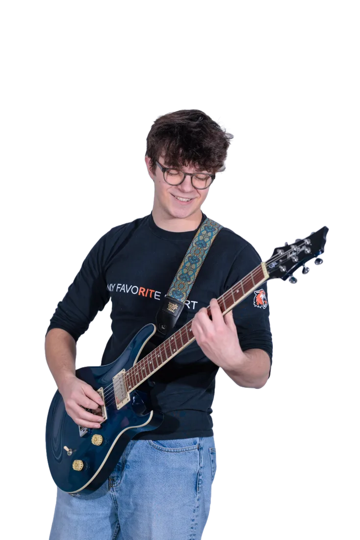 Max playing guitar